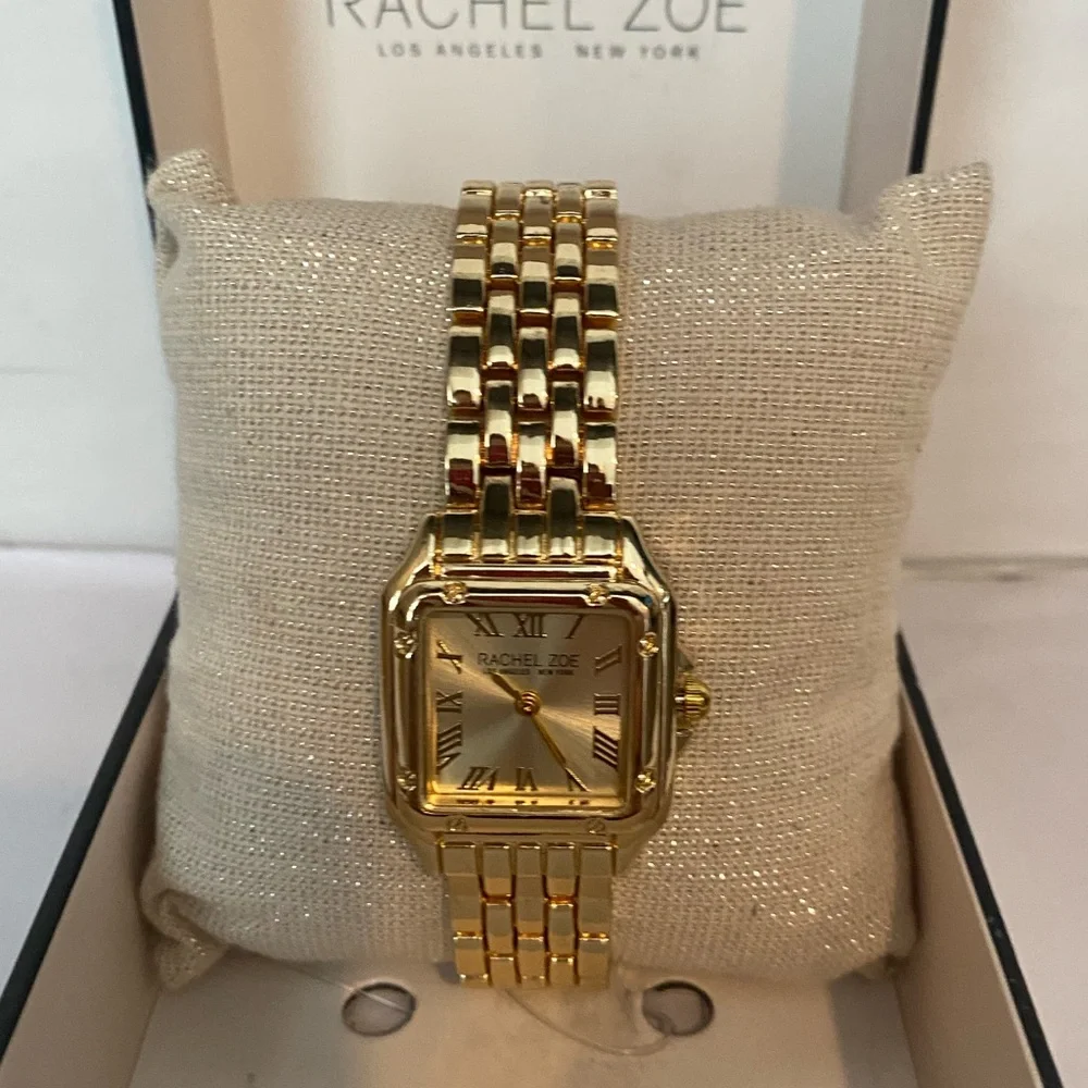 Rachel Zoe Women's Gold-Tone Square Link Bracelet Watch